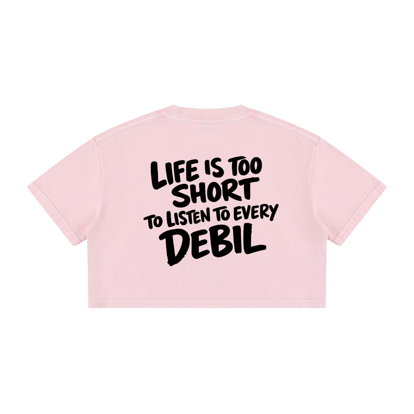 LIFE IS TOO SHORT CROP T-SHIRT INVIS