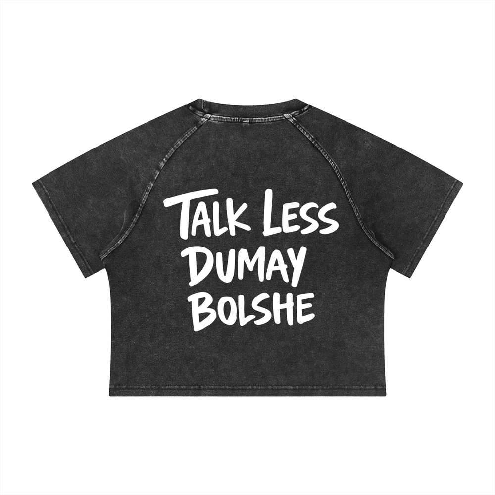 TALK LESS CROP WASHED SHIRT