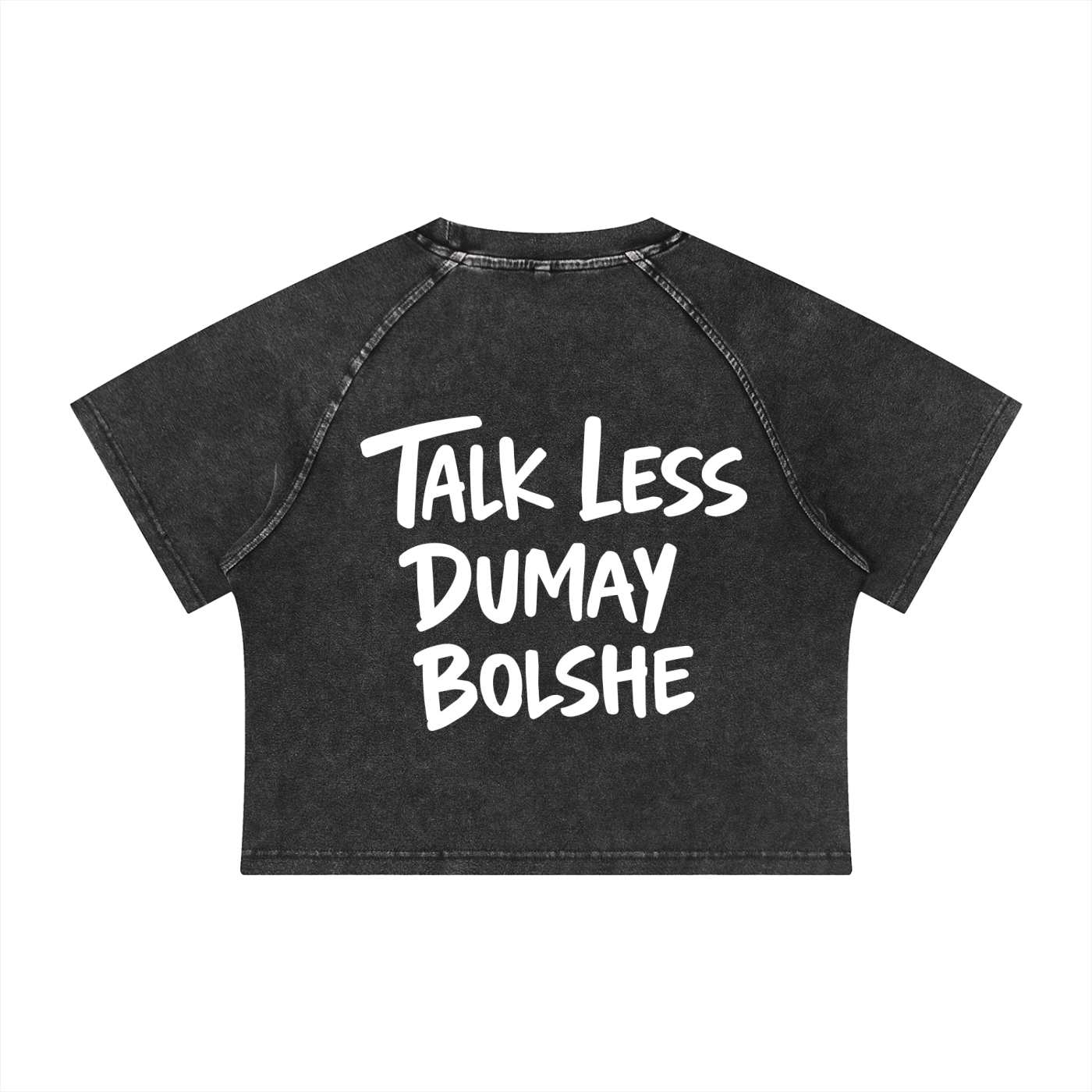 TALK LESS CROP WASHED SHIRT