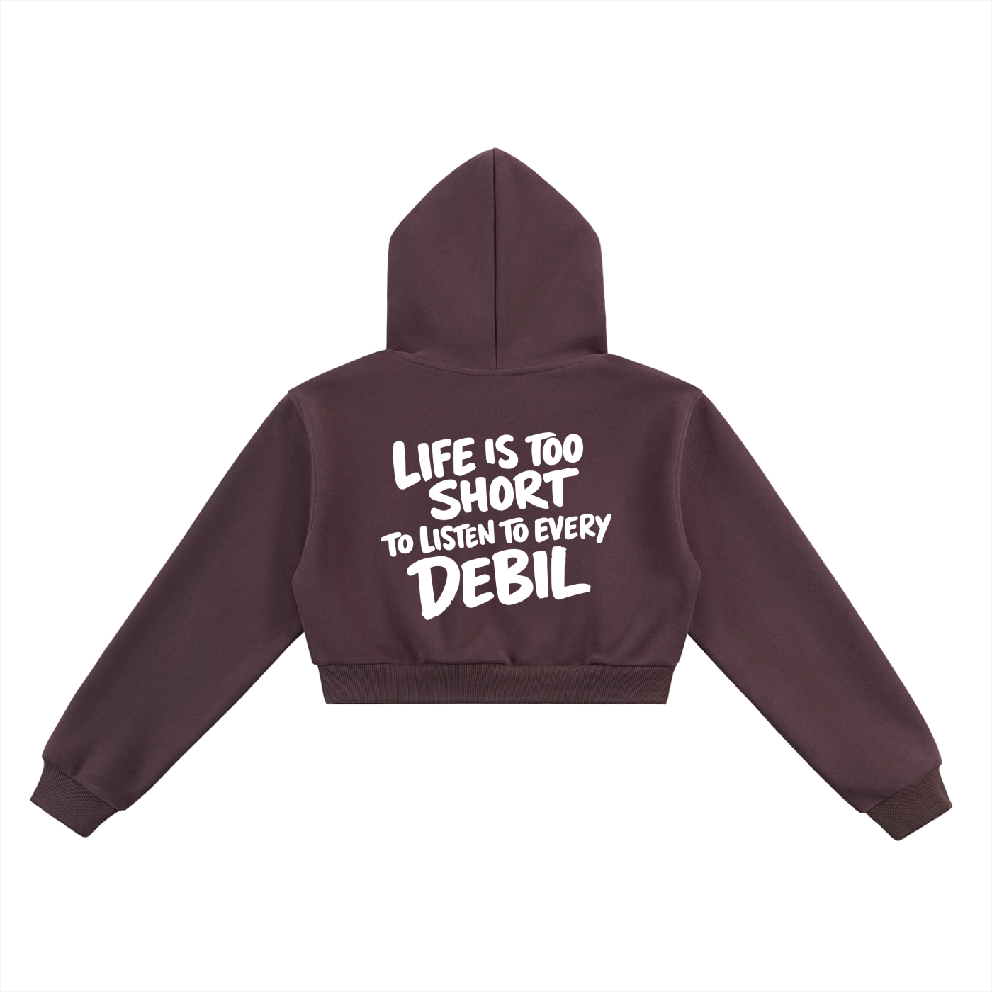 LIFE IS TOO SHORT CROPPED HOODIE