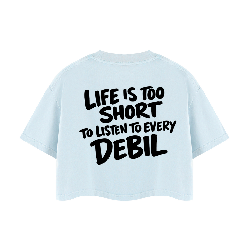 LIFE IS TOO SHORT CROP T-SHIRT INVIS